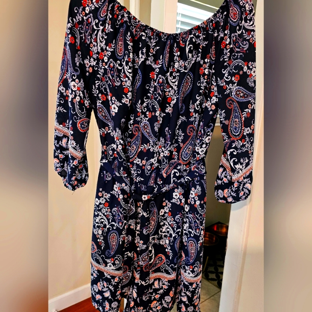 Pink Blue white Pasley Romper